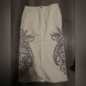 Beige Skirt with Black Paisley Design